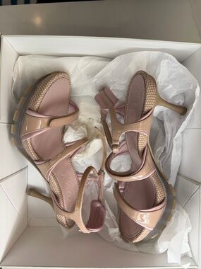 SNEEX by Sara Blakely Patent Strappy Heeled Sandals in Petal